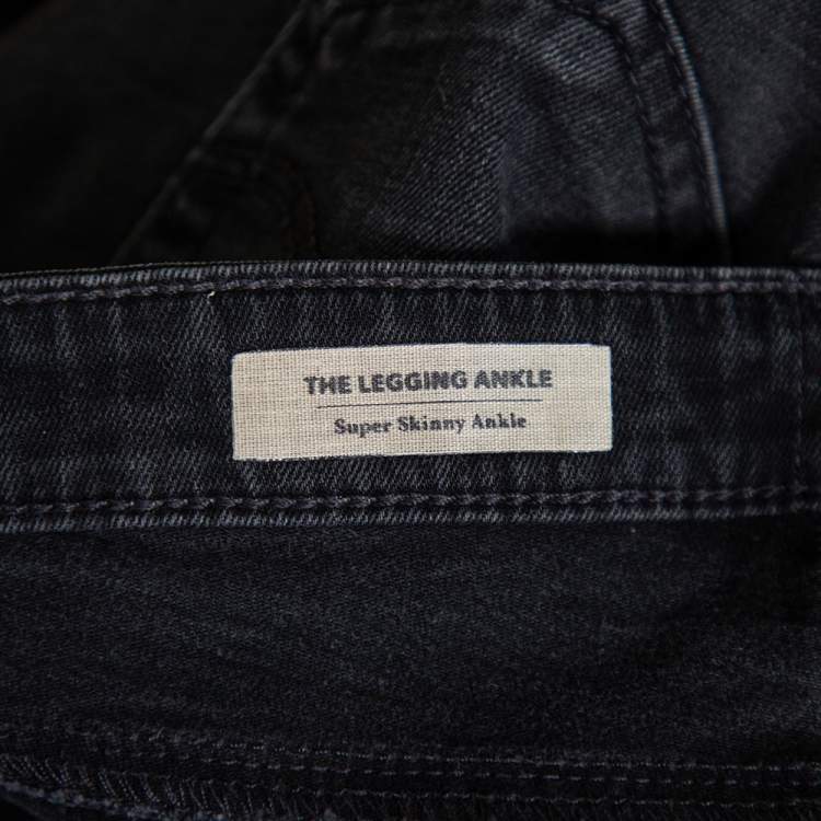 Pre Owned Adriano Goldschmied Dark Grey Denim Distressed Skinny Ankle Length Jeans M