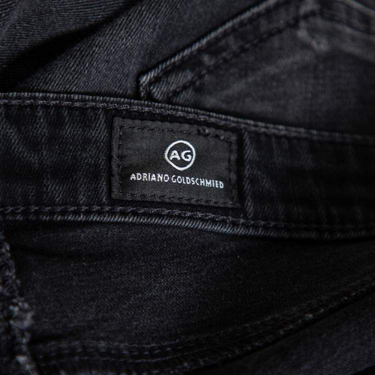 Pre Owned Adriano Goldschmied Dark Grey Denim Distressed Skinny Ankle Length Jeans M