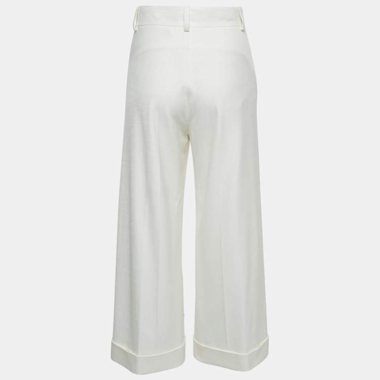 مملوكة مسبقًا Aeron Cream Crossgrain Wide Cuff Jeera Pants XS