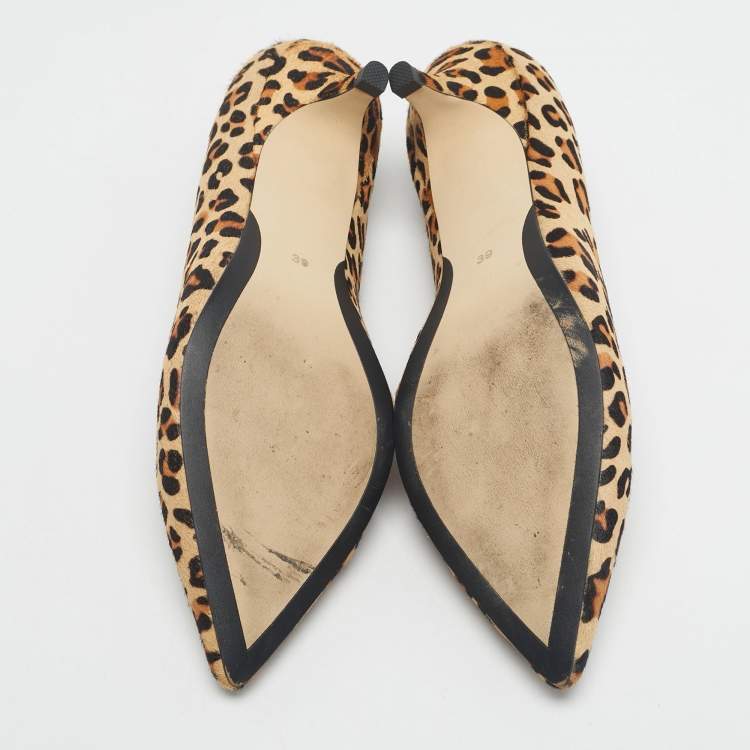 Pre Owned Age of Innocence Brown/Beige Calf Hair Pointed Toe Pumps Size 39