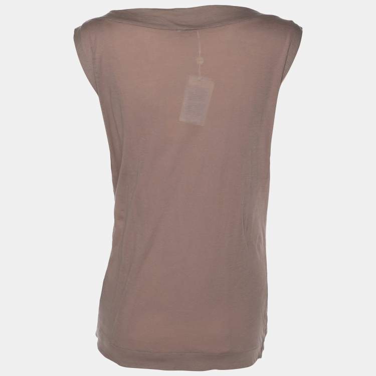 Pre Owned Agnona Beige Cotton Sleeveless Tops Set L