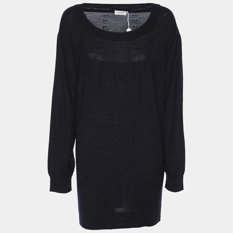 Pre Owned Agona Deep Navy Jersey Long Sleeve Sweater L