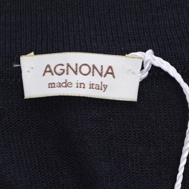 Pre Owned Agona Deep Navy Jersey Long Sleeve Sweater L