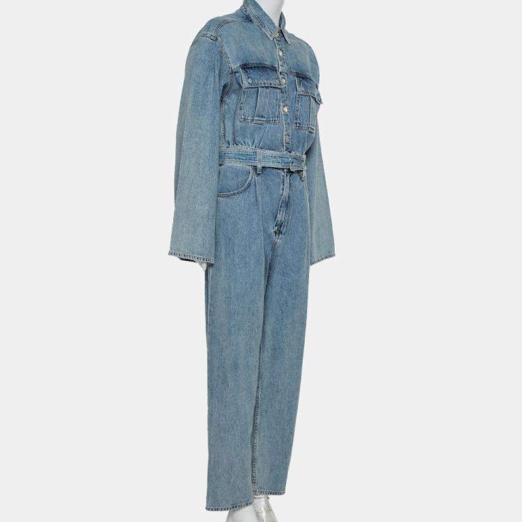 Agolde Blue Denim Belted Tatum Jumpsuit M Agolde TLC