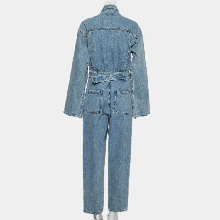 Pre Owned Agolde Blue Denim Belted Tatum Jumpsuit M