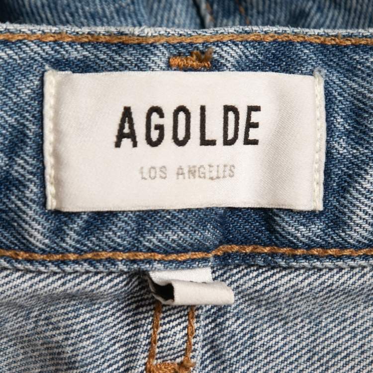 Pre Owned Agolde Blue Denim High Waist Tapered Jeans S Waist 25"