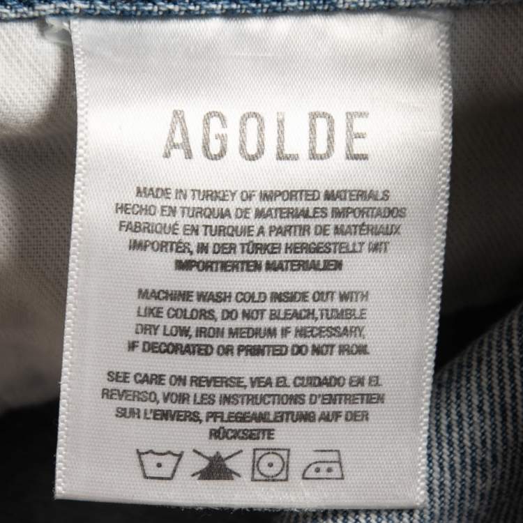 Pre Owned Agolde Blue Denim High Waist Tapered Jeans S Waist 25"
