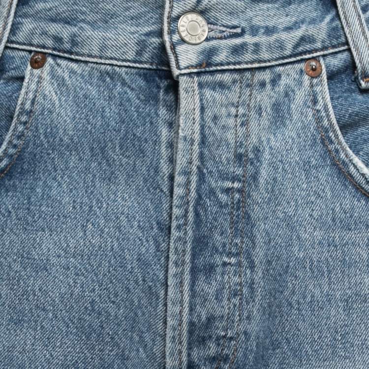 Pre Owned Agolde Blue Denim High Waist Tapered Jeans S Waist 25"