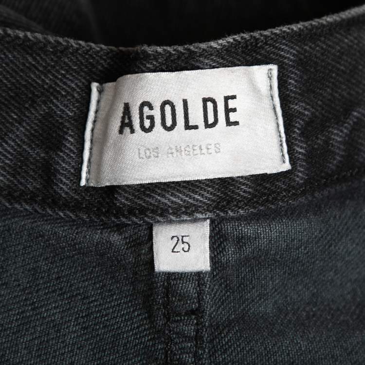 مملوكة مسبقًا Agolde Black Distressed Denim Mom Jeans S Waist 25" 