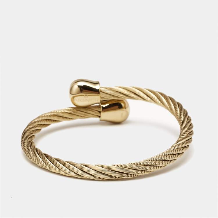 مملوكة مسبقًا Aigner Crystals Gold Tone Steel Bracelet