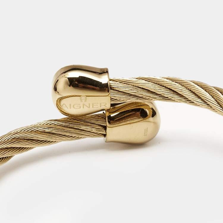 مملوكة مسبقًا Aigner Crystals Gold Tone Steel Bracelet