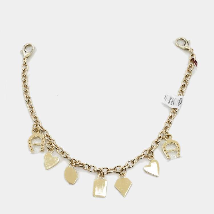 Pre Owned Aigner Charm Enamel Gold Tone Bag Charm