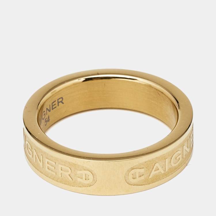 Pre Owned Aigner Gold Tone Band Ring Size 54
