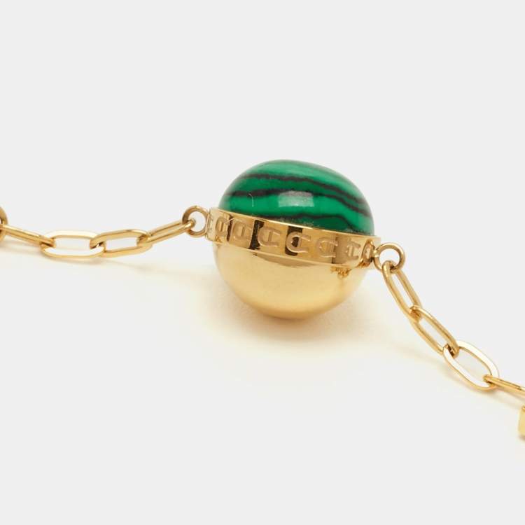 Pre Owned Aigner Logo Crystals Resin Gold Tone Bracelet