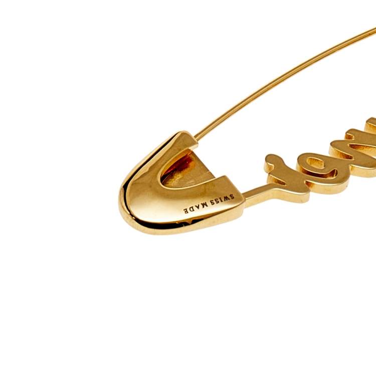 Pre Owned Aigner Gold Tone Logo Pin Brooch