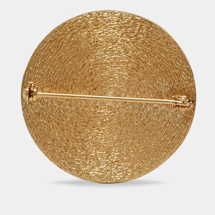 Pre Owned Aigner Crystals Gold Tone Brooch