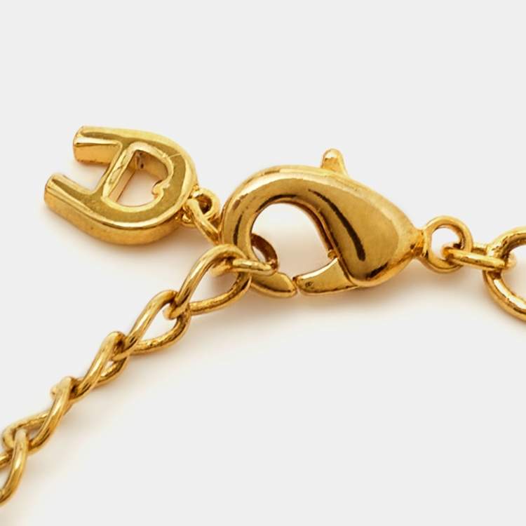Pre Owned Aigner Resin Gold Tone 3 Motif Necklace