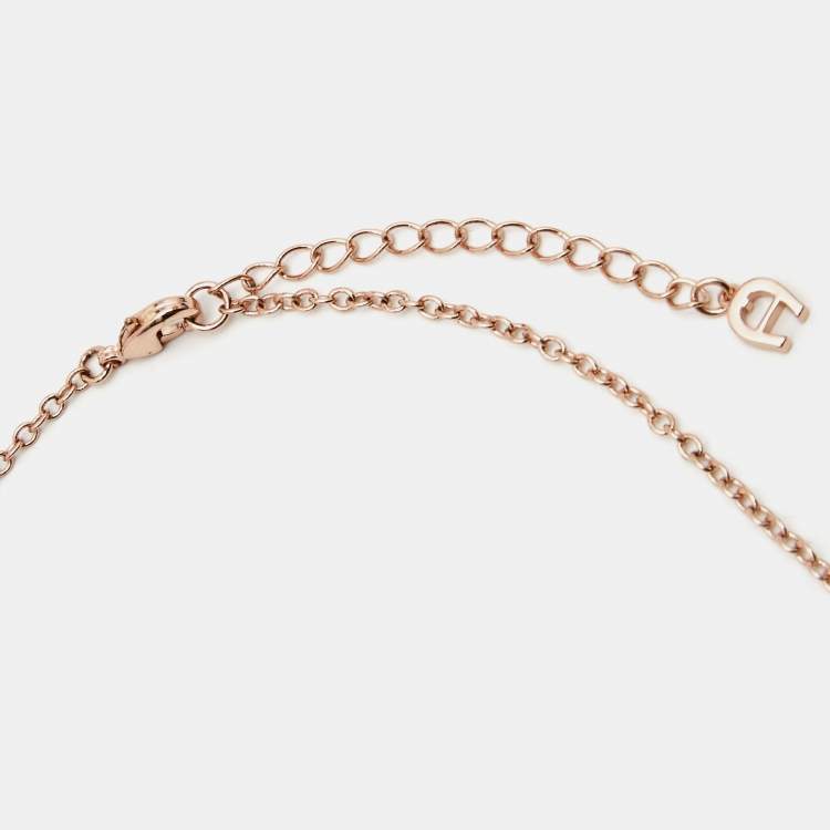 Pre Owned Aigner Crystal Gold Tone Pendant Necklace