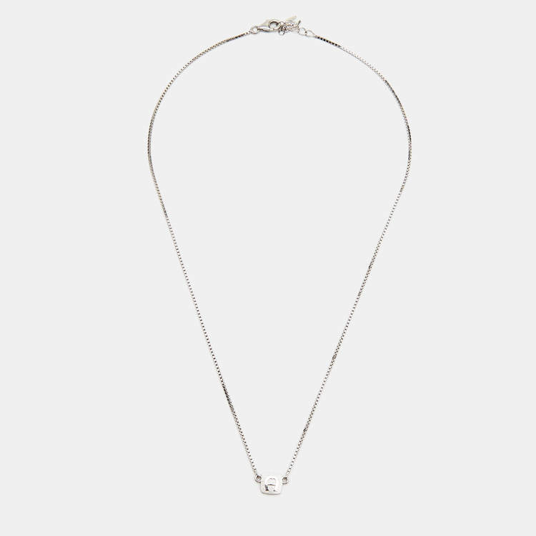 Pre Owned Aigner Logo Sterling Silver Necklace and Earrings
