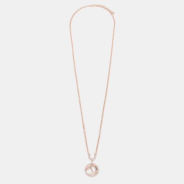 Pre Owned Aigner Rose Gold Tone A Logo Pendant Necklace