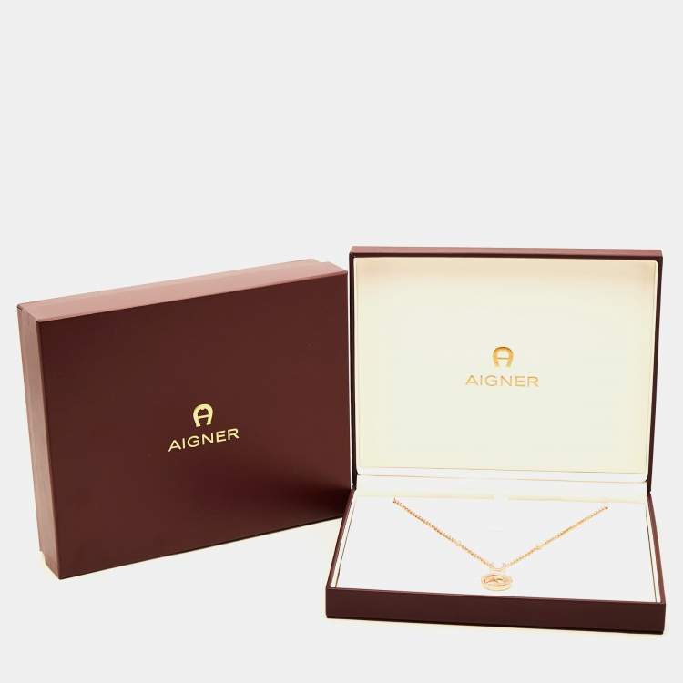 مملوكة مسبقًا Aigner Olivia Rose Gold Plated A Logo Pendant Necklace