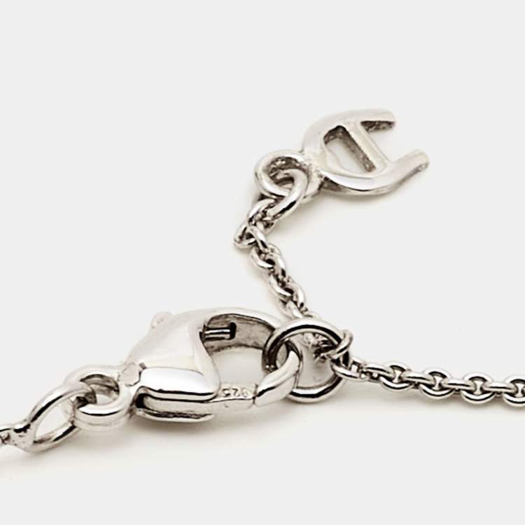 Pre Owned Aigner Crystal Sterling Silver Necklace Set