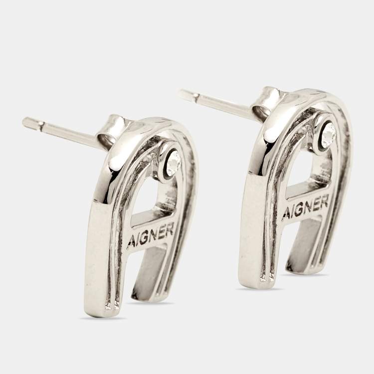 Pre Owned Aigner Crystal Sterling Silver Earrings