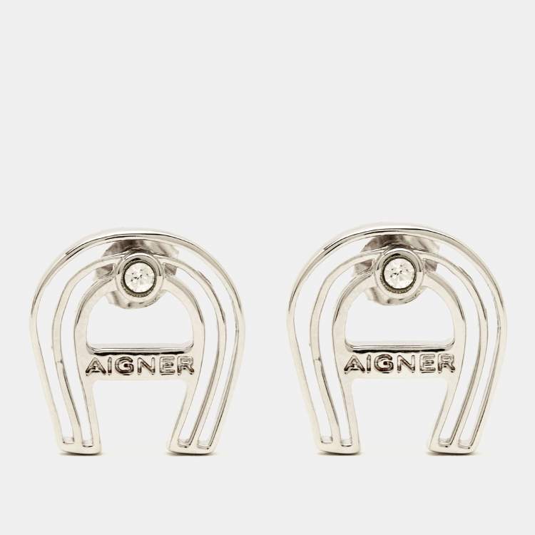 Pre Owned Aigner Crystal Sterling Silver Earrings