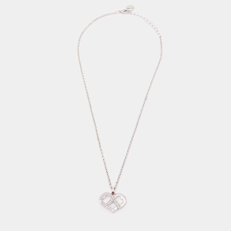 Pre Owned Aigner Crystal Silver Tone Necklace 