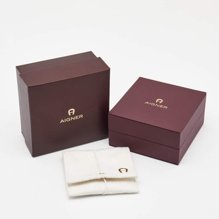 Pre Owned Aigner Gold Tone Crystal Embellished Earrings