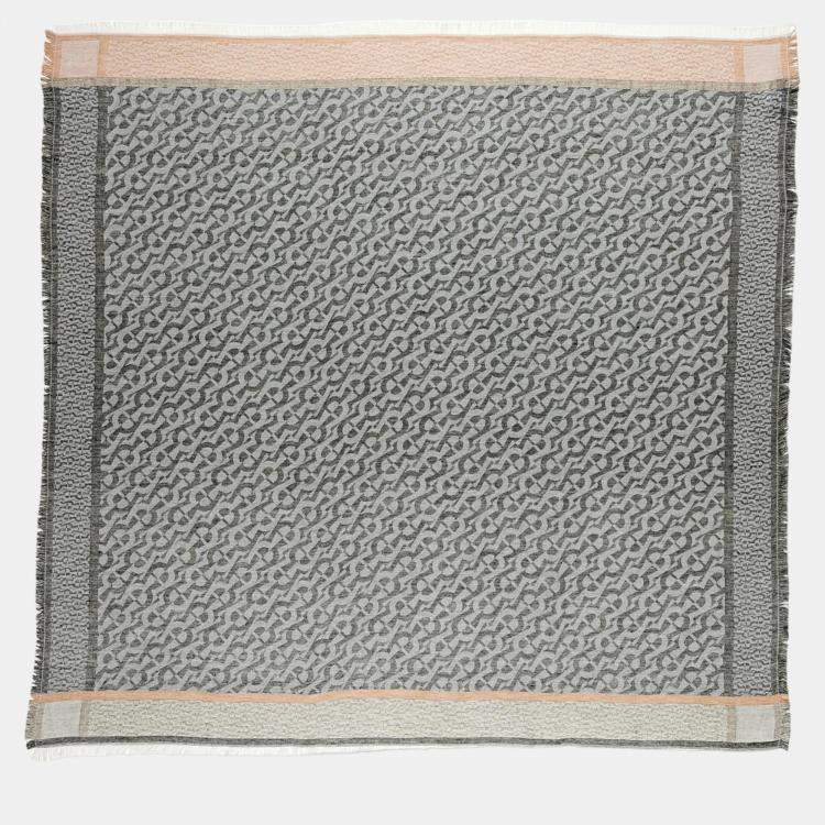 Pre Owned Aigner Black Cellulose Mix
 Logo Scarf Black