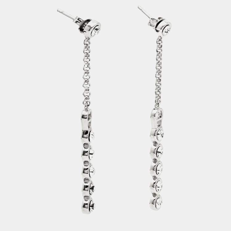 Pre Owned Aigner Crystals Silver Tone Earrings