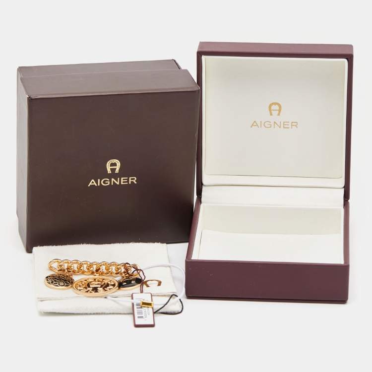 مملوكة مسبقًا Aigner Enamel Gold Tone Brooch