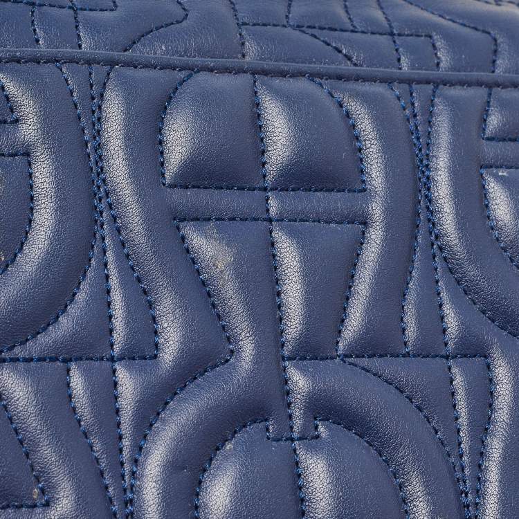 Pre Owned Aigner Blue Signature Leather Genoveva Top Handle Bag