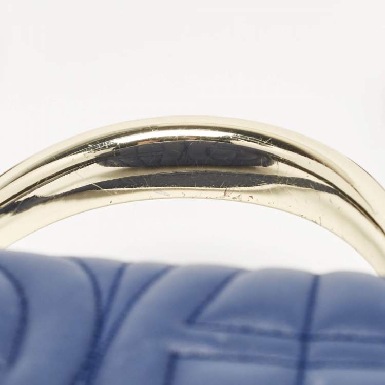 Pre Owned Aigner Blue Signature Leather Genoveva Top Handle Bag