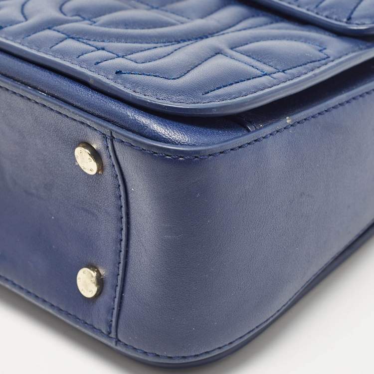 Pre Owned Aigner Blue Signature Leather Genoveva Top Handle Bag