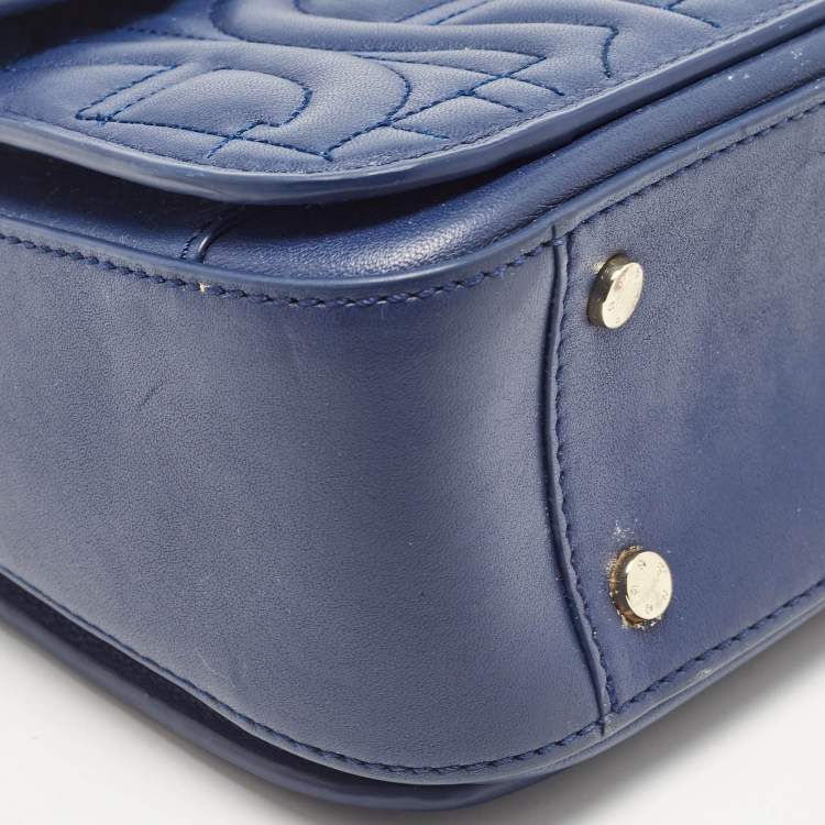 Pre Owned Aigner Blue Signature Leather Genoveva Top Handle Bag