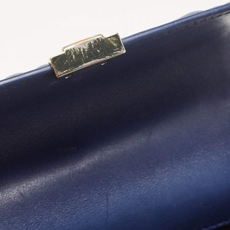 Pre Owned Aigner Blue Signature Leather Genoveva Top Handle Bag