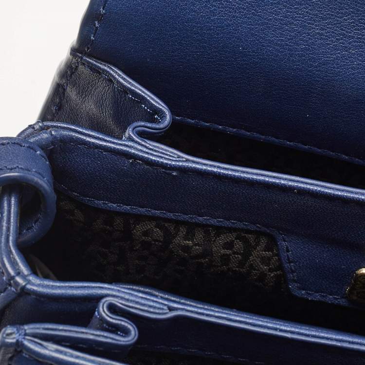 Pre Owned Aigner Blue Signature Leather Genoveva Top Handle Bag