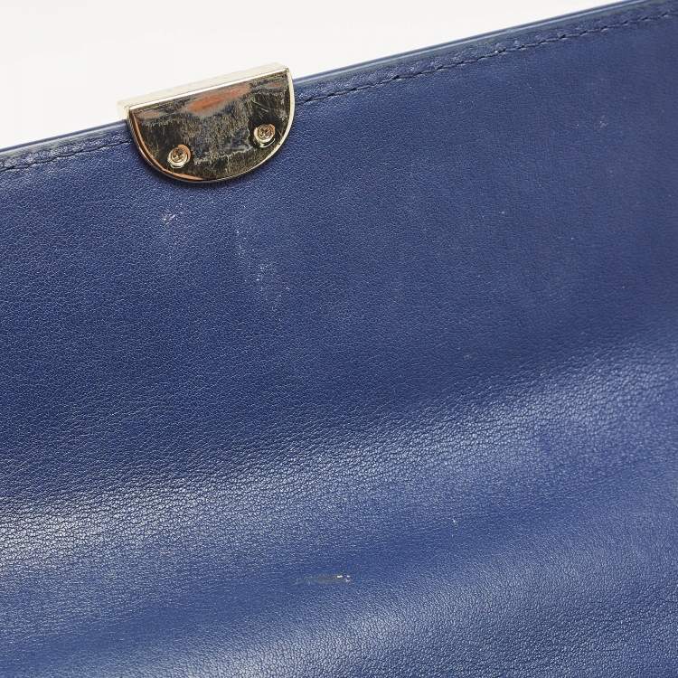 Pre Owned Aigner Blue Signature Leather Genoveva Top Handle Bag