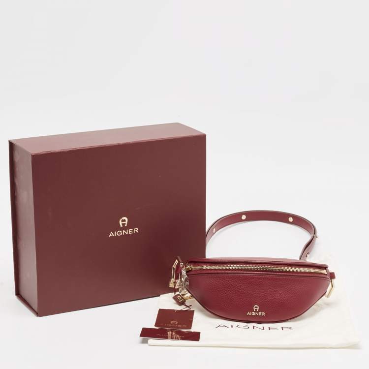 Pre Owned Aigner Burgundy Leather Small Serena Belt Bag