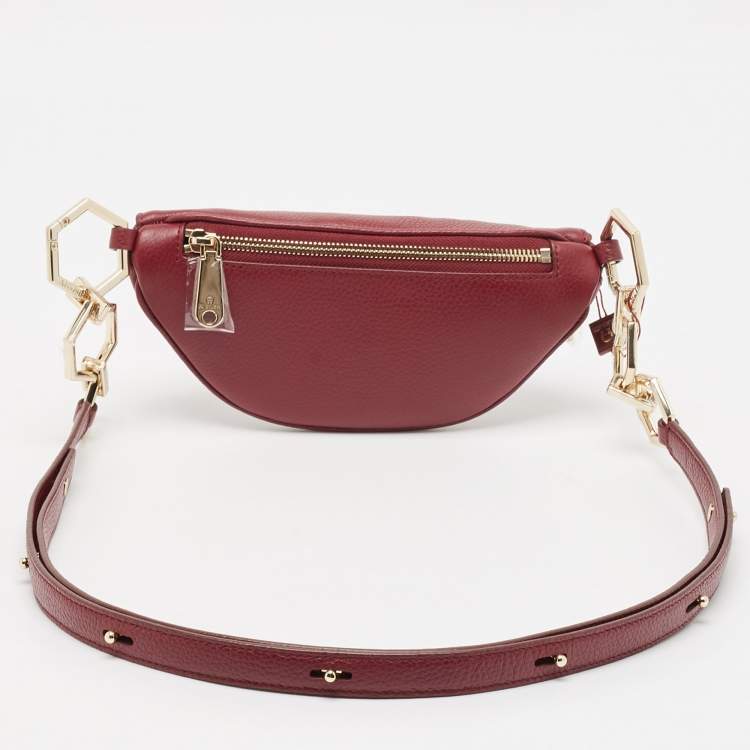Pre Owned Aigner Burgundy Leather Small Serena Belt Bag
