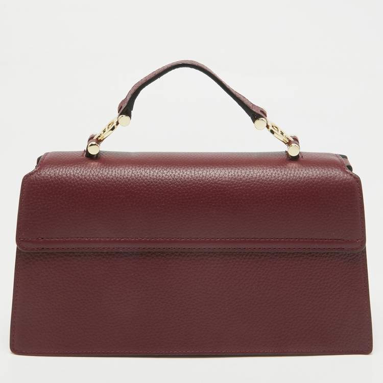 Pre Owned Aigner Burgundy Leather Medium Delia Top Handle Bag