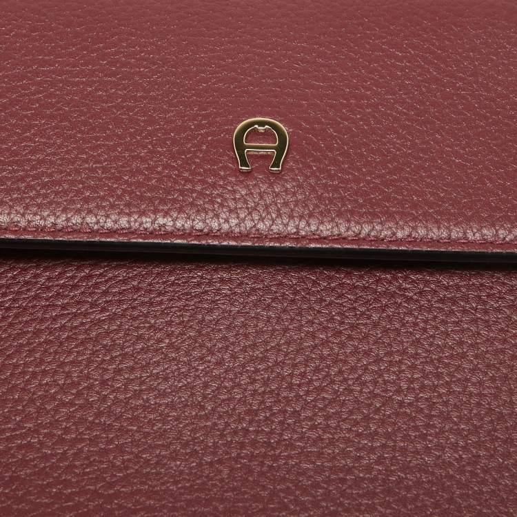 Pre Owned Aigner Burgundy Leather Medium Delia Top Handle Bag