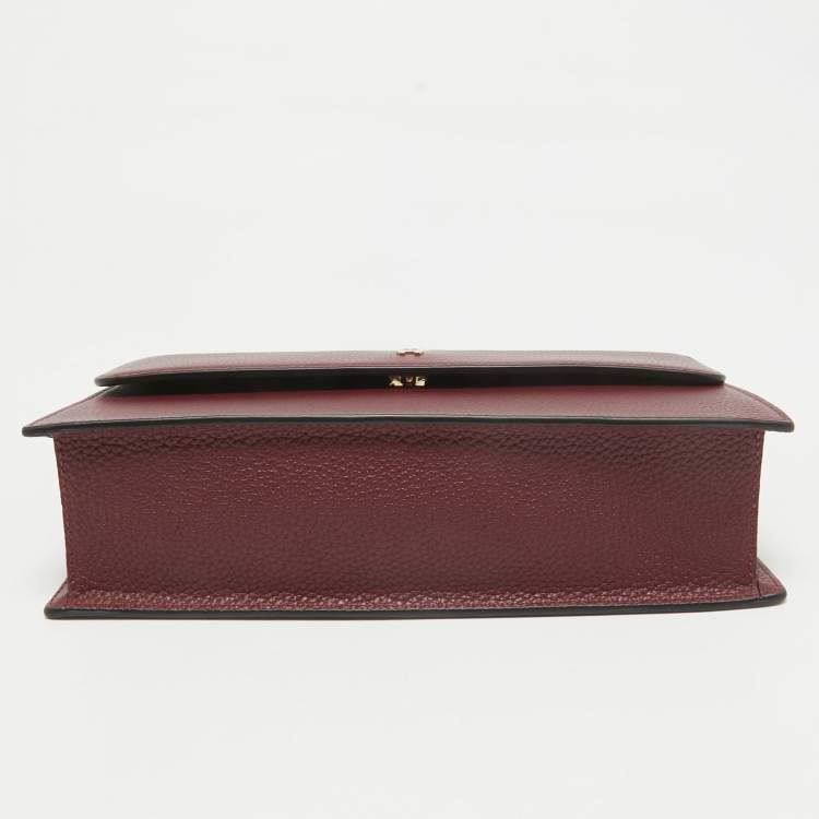 Pre Owned Aigner Burgundy Leather Medium Delia Top Handle Bag