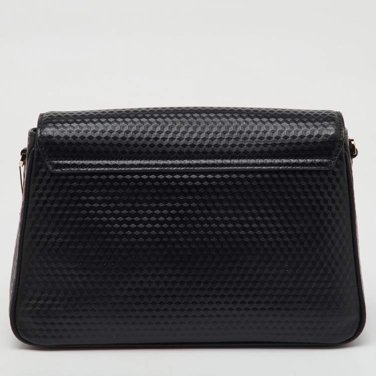 Pre Owned Aigner Black Textured Leather Genoveva Shoulder Bag