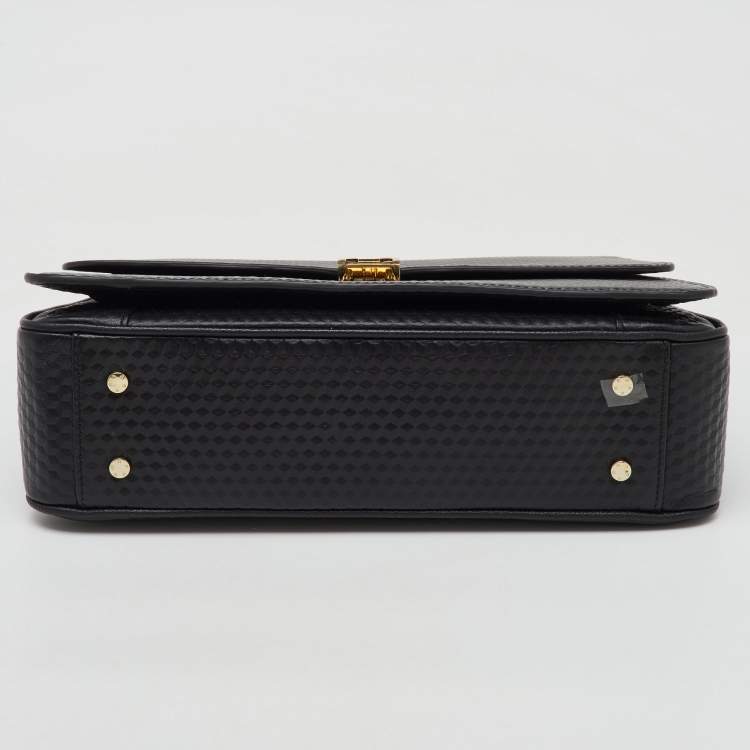Pre Owned Aigner Black Textured Leather Genoveva Shoulder Bag
