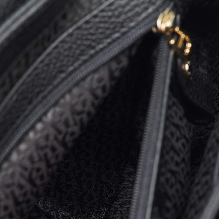 Pre Owned Aigner Black Textured Leather Genoveva Shoulder Bag