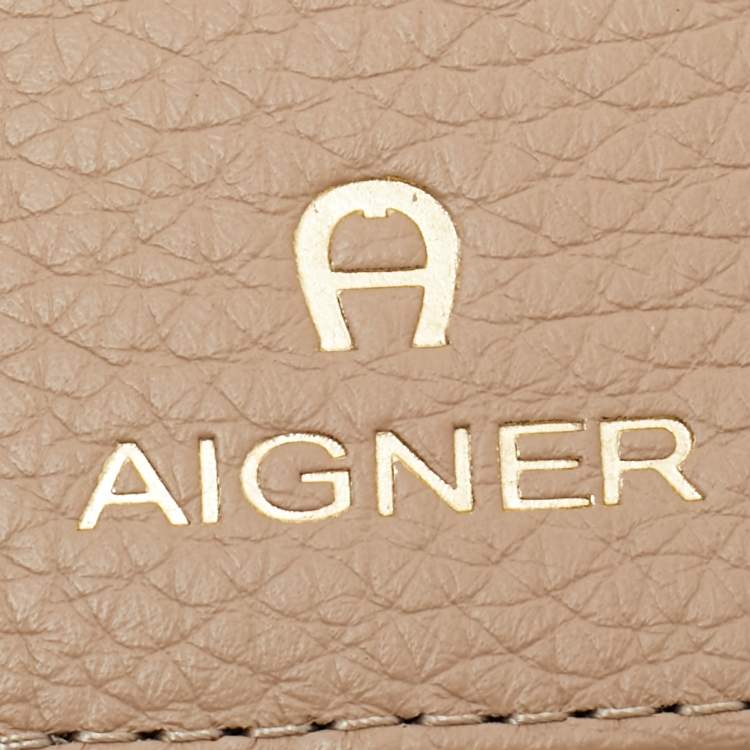 Pre Owned Aigner Beige Leather Card Holder