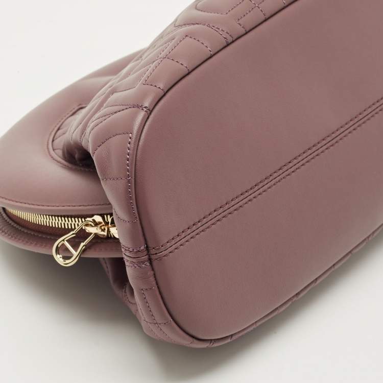 Pre Owned Aigner Purple Leather Medium Logo Pochette